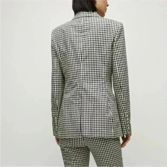 Veronica Beard Dickey Jacket Blazer Size 2 Black/Ecru Gingham Plaid Check - Picture 2 of 12